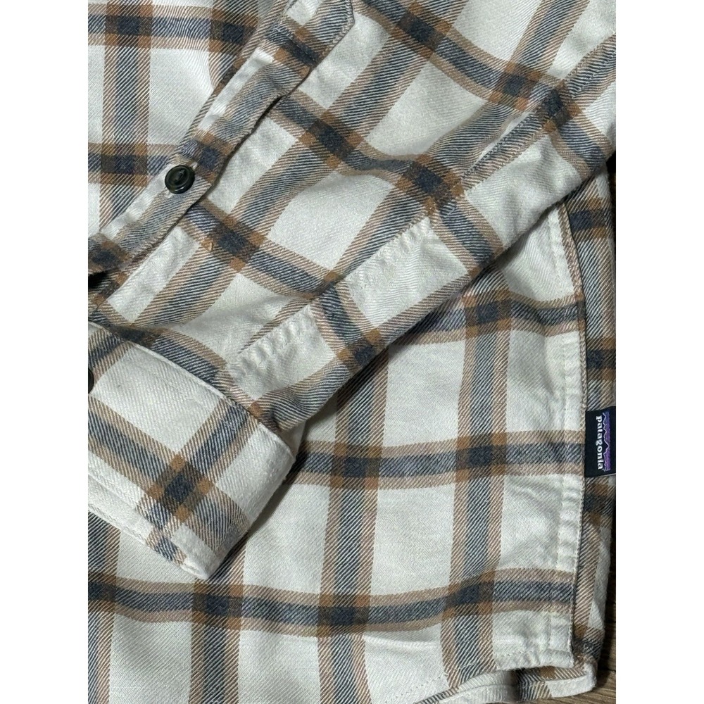 Men's Patagonia Organic Cotton Flannel Beige Gray Plaid Sz XL‎ READ - Picture 6 of 12
